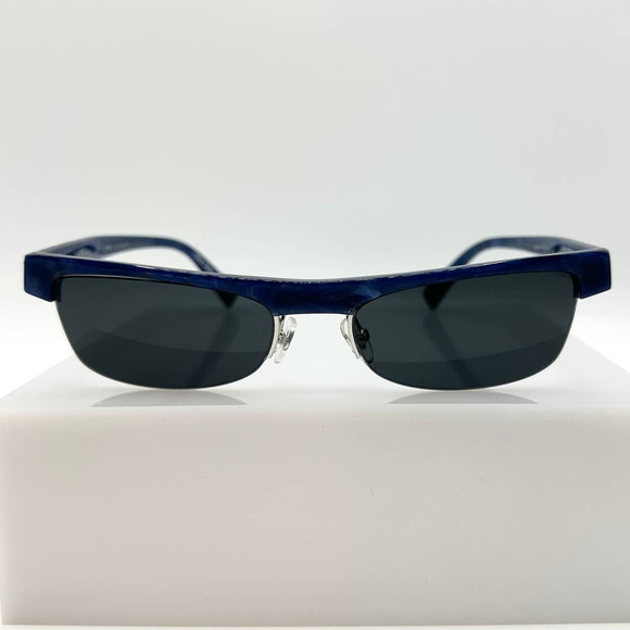Alain Mikli Ketti A05045 005/87 Iridescent Blue Half Rim Unisex Sunglasses